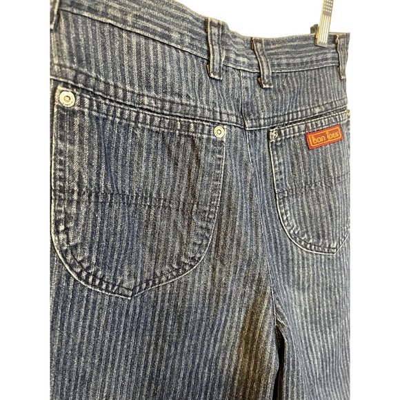 1980s Vintage Bon Jour Denim Pleated Front PinStripe Jeans - Picture 4 of 15